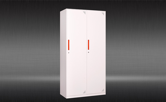 Thin-edged white two-door locker 